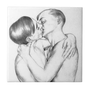 Young Men in Love (Vintage Gay Art) Ceramic Tile