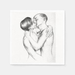 Young Men Kissing (Vintage Gay Art) Napkin