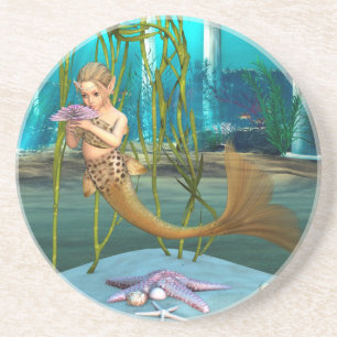 Young Mermaid Underwater Fantasy for Kids Coaster