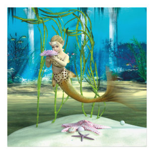 Young Mermaid Underwater Fantasy for Kids Photo Print