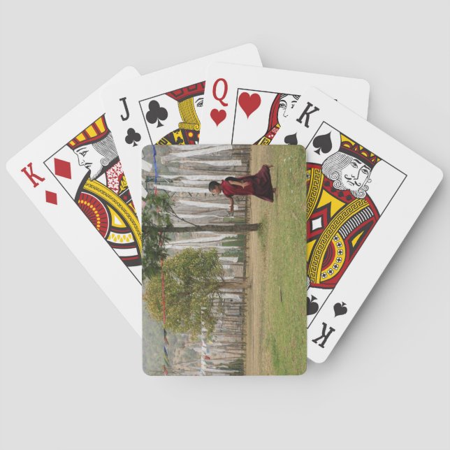 Young monk and prayer flags playing cards (Back)