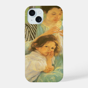 Young Mother Sewing by Mary Cassatt, Vintage Art iPhone 15 Case