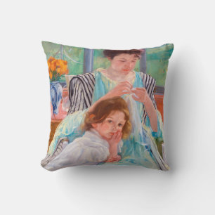 Young Mother Sewing, Mary Cassatt Cushion