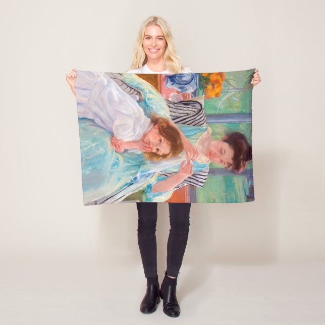 Young Mother Sewing, Mary Cassatt Fleece Blanket (In Situ)