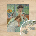 Young Mother Sewing | Mary Cassatt Jigsaw Puzzle<br><div class="desc">Young Mother Sewing (1900) by American impressionist artist Mary Cassatt. Original artwork is an oil painting on canvas. The portrait depicts a mother sewing by hand,  while her young child leans close to her lap.

Use the design tools to add custom text or personalise the image.</div>