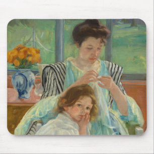 Young Mother Sewing Mouse Pad