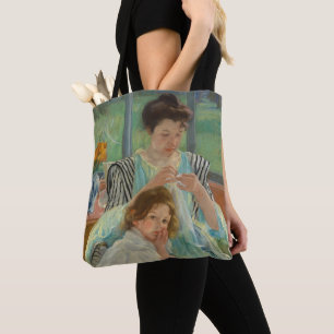 Young Mother Sewing Tote Bag