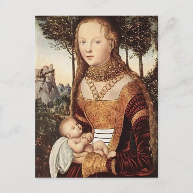 Young mother with child by Lucas Cranach the Elder Postcard (Front)
