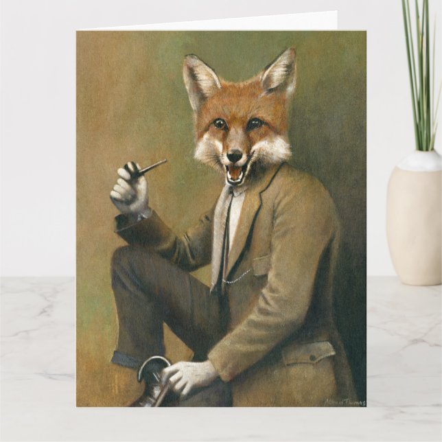 Young Mr Fox In Suit Large Greetings Card (Front)