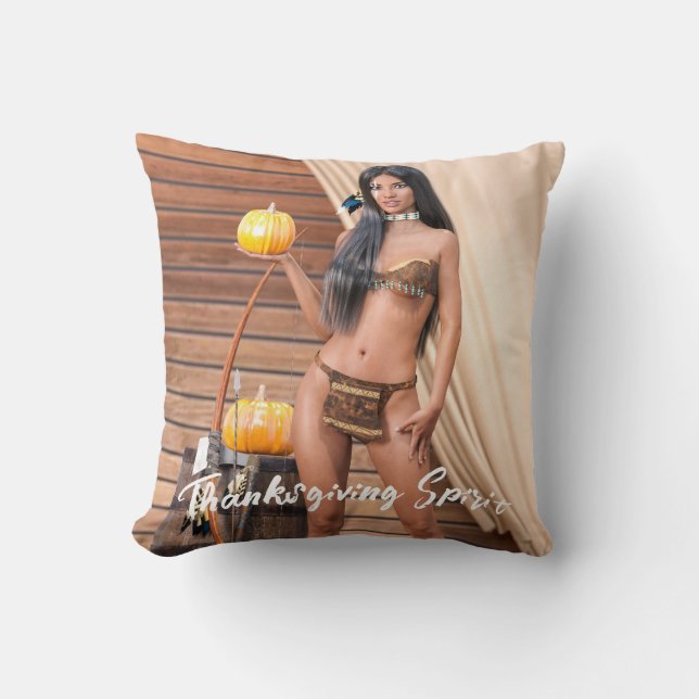 Young Native American Posing on Wood Wall Cushion (Front)