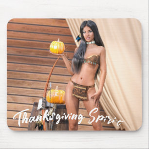 Young Native American Posing on Wood Wall Mouse Pad