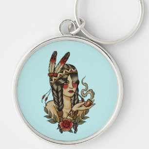 Young native American woman Key Ring