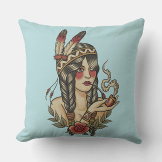 Young native American woman Outdoor Cushion