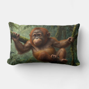 Young Orangutan in a Rain Forest Lumbar Cushion
