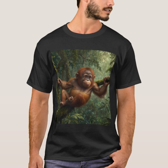 Young Orangutan in a Rain Forest T-Shirt (Front)