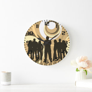 Young People Retro Background  Large Clock