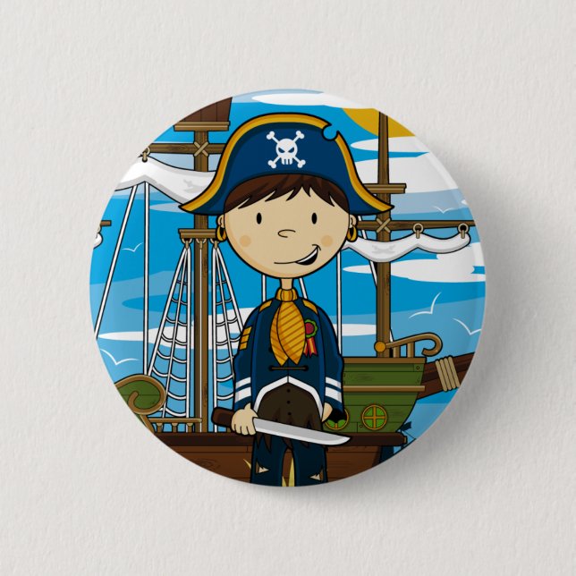Young Pirate Captain Button Badge (Front)