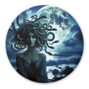 Young Pretty Medusa by the Moon & Ocean Ceramic Knob
