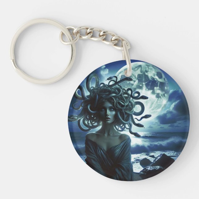 Young Pretty Medusa by the Moon & Ocean Key Ring (Front)