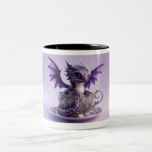 Young Purple & White Fairmont Dragon In A Tea Cup