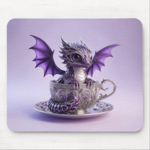 Young Purple & White Fairmont Dragon In A Tea Cup Mouse Pad