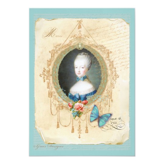 Young Queen Marie Antoinette Butterfly Print Card
