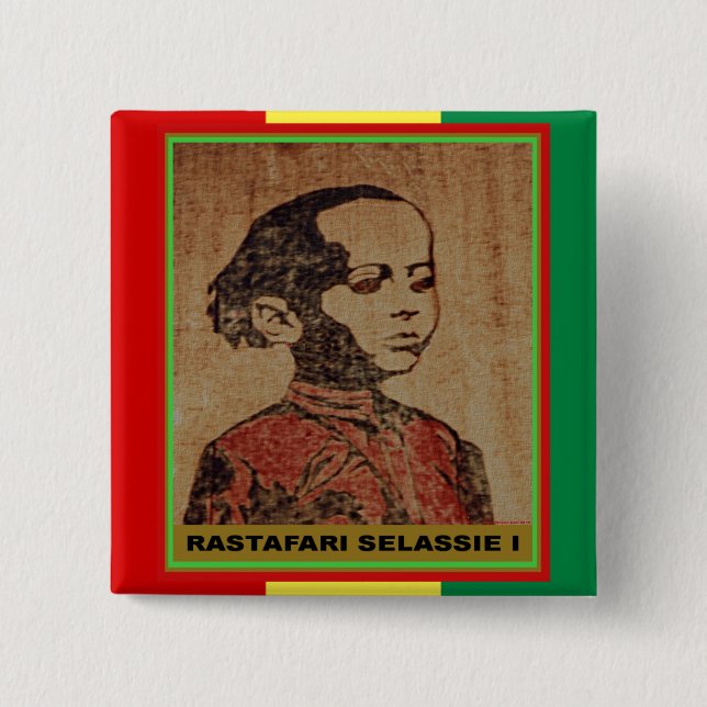 Young Ras, Young Haile Selassie I, Jah Rastafari 15 Cm Square Badge (Front)