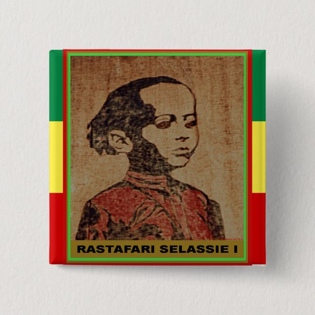 Young Ras, Young Haile Selassie I, Jah Rastafari 15 Cm Square Badge (Front)