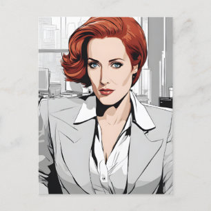 Young Redhead Beauty in Office Postcard