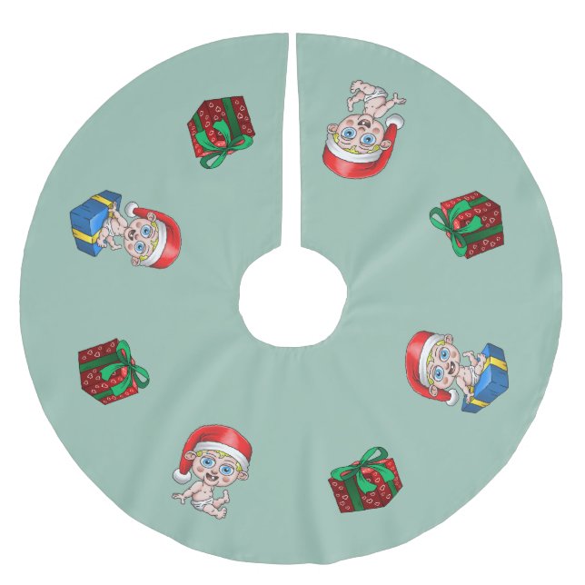 Young Santa Brushed Polyester Tree Skirt (Front)