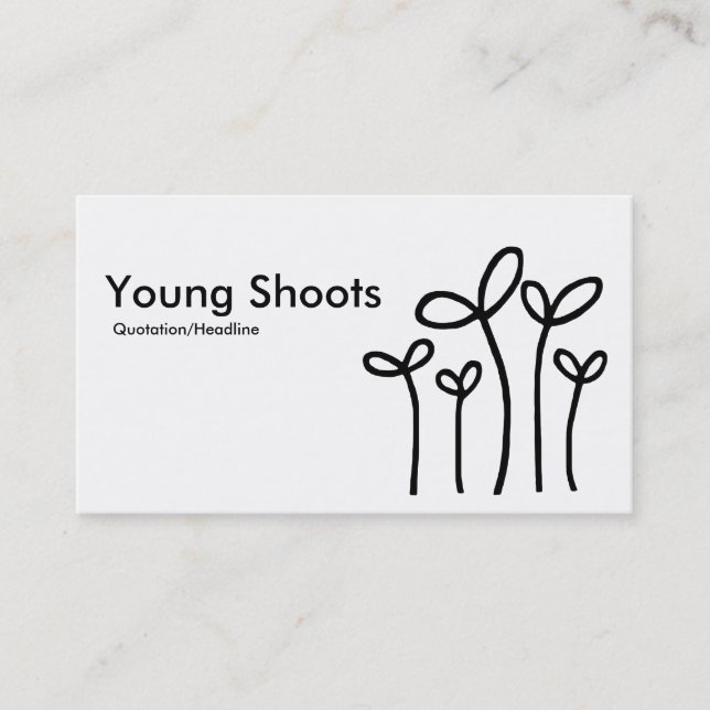 Young Shoots - Black on White Business Card (Front)
