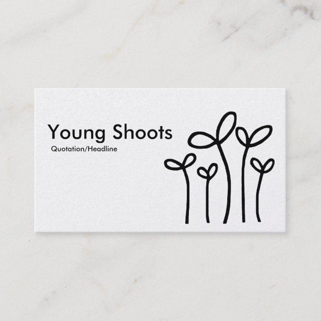 Young Shoots - Black on White (Gold) Business Card (Front)