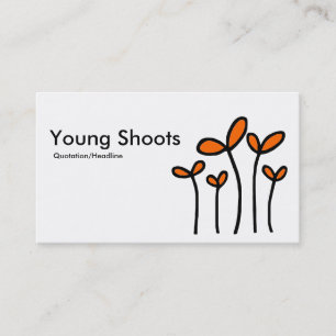 Young Shoots - Black With Orange on White Business Card