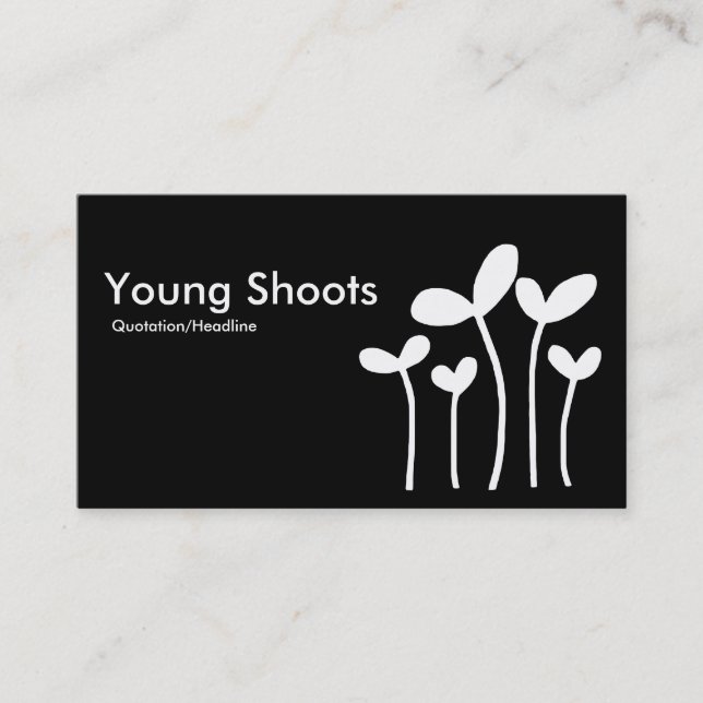 Young Shoots v2 - White on Black (alt sides) Business Card (Front)