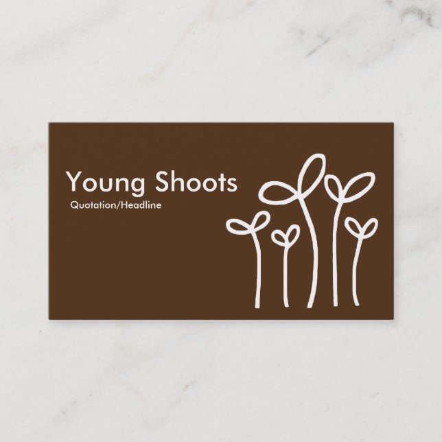Young Shoots - White on Brown 4d2a10 (alt sides) Business Card (Front)