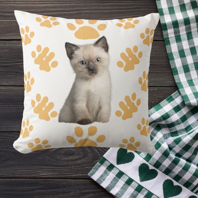 Young Siamese Cat White Beige Personalised Gift  Cushion (Creator Uploaded)
