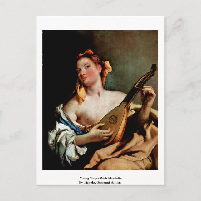 Young Singer With Mandolin Postcard (Front)