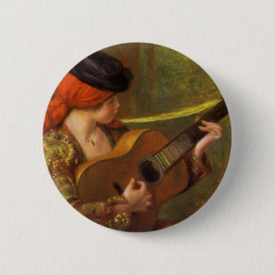 Young Spanish Woman with a Guitar by Pierre Renoir 6 Cm Round Badge