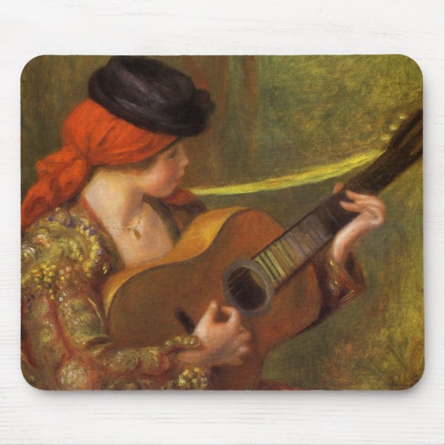Young Spanish Woman with a Guitar by Pierre Renoir Mouse Pad (Front)