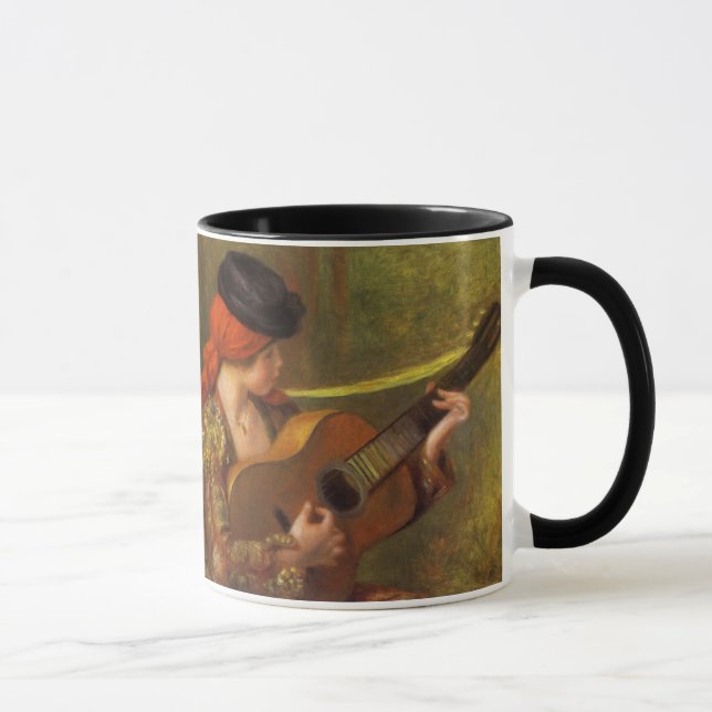 Young Spanish Woman with a Guitar by Pierre Renoir Mug (Right)