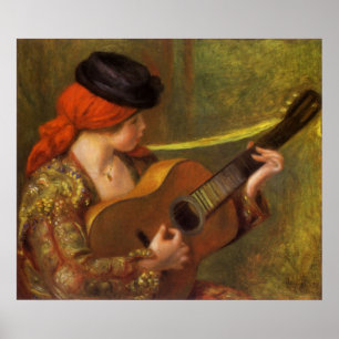 Young Spanish Woman with a Guitar by Pierre Renoir Poster