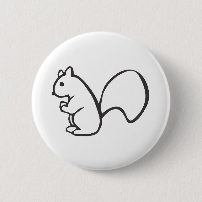 Young Squirrel in Black and White Sketch 6 Cm Round Badge (Front)