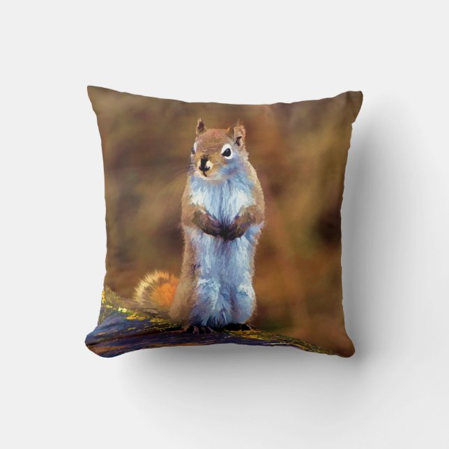 Young Squirrel Standing Tall Cushion (Front)