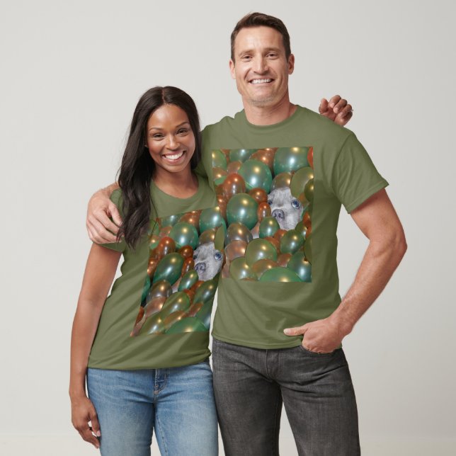 Young Staffy Hiding In Balloons, Tshirt (Unisex)