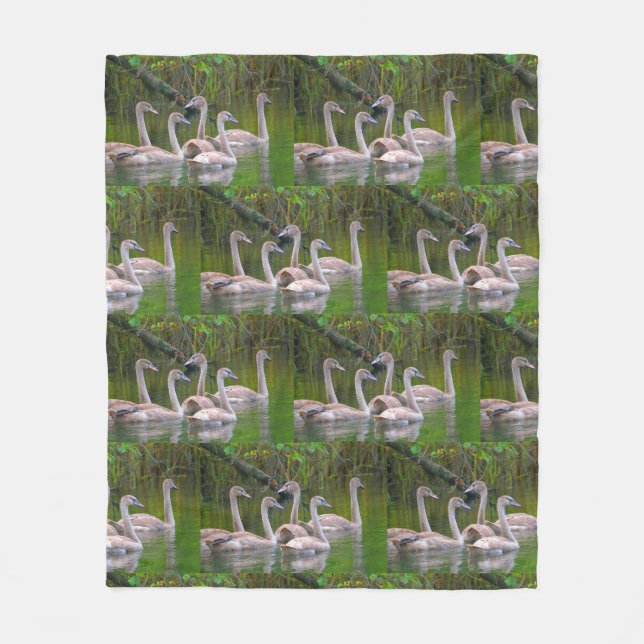 Young Swans Fleece Blanket (Front)