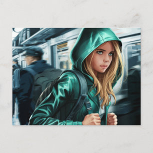 Young Traveller Illustration Postcard