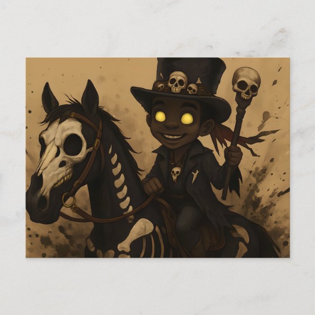 Young Voodoo Doc on Skull Horse Postcard (Front)