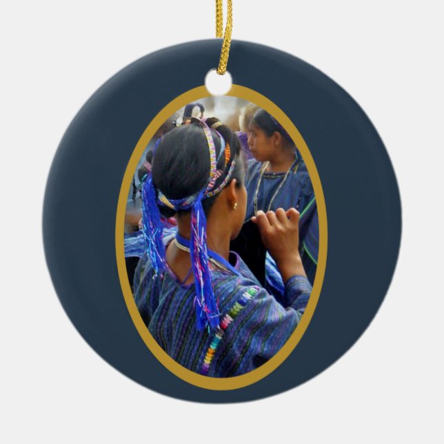 Young Weavers of Atitlan Ceramic Tree Decoration (Front)