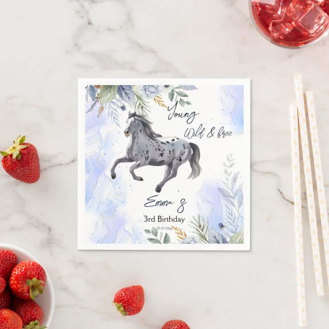 Young wild and free galloping Appaloosa birthday Napkin (Insitu)