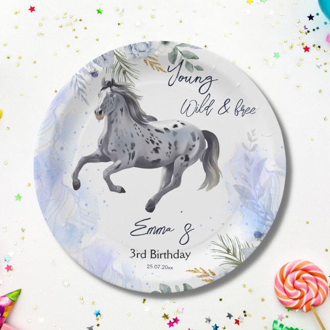 Young wild and free galloping Appaloosa birthday Paper Plate (Creator Uploaded)